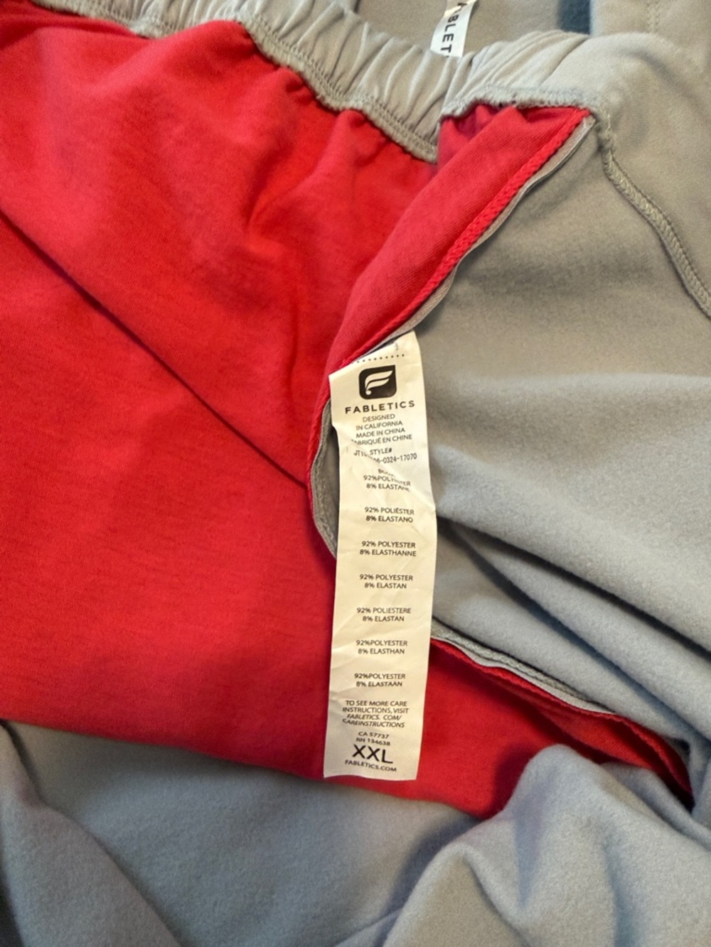 Light Gray Cowl Neck Pullover with Red Pocket Accents - Picture 4 of 5